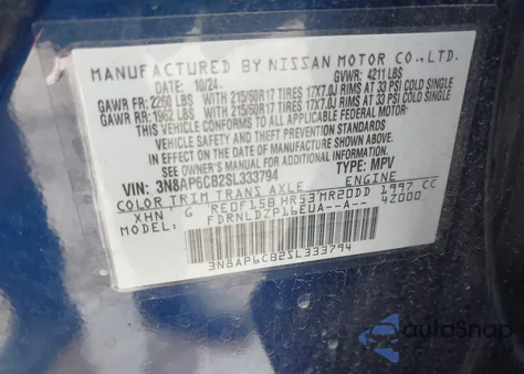 2025 Nissan Kicks Sv Intelligent Awd from USA, damaged, VIN 3N8AP6CB2SL333794